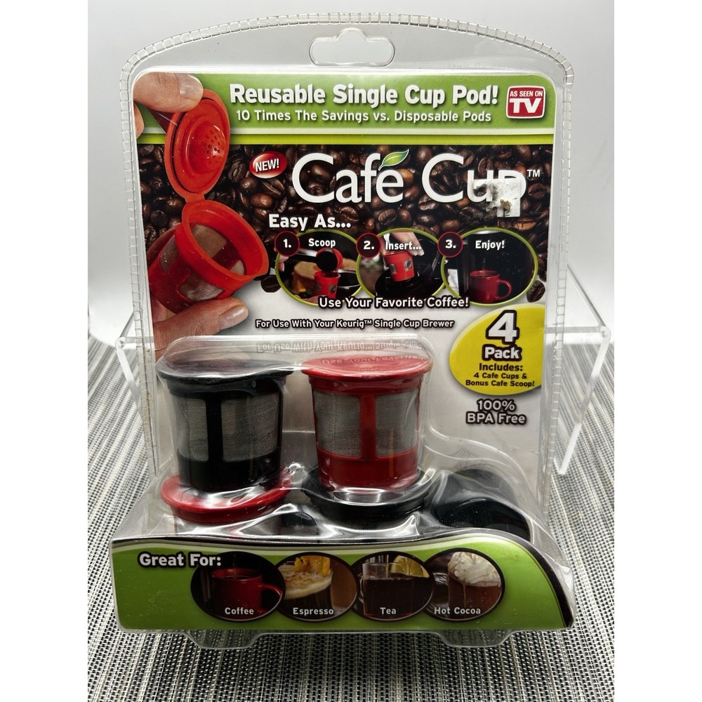 New Reusable Single Cup Pod – Cafe Cup 4-Pack + Bonus Scoop